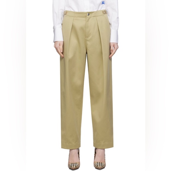 Burberry Khaki Pleated Trousers new without tags - Picture 6 of 8